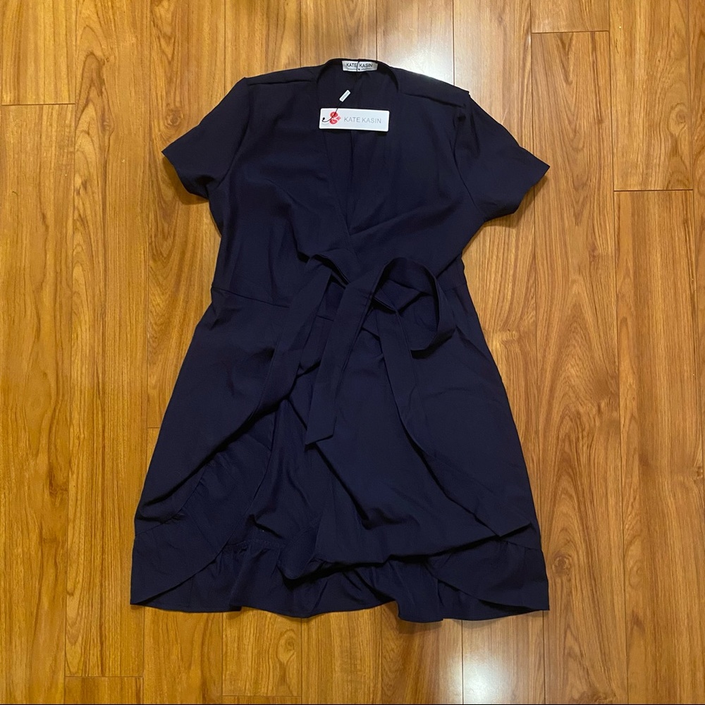 Kate Kasin Wrap Dress Navy - Super Cute!! NWT